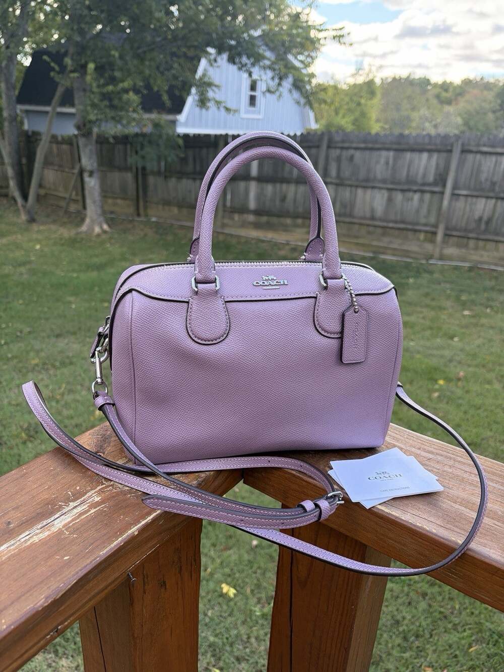 Coach Mini Rowan Bag Crossbody in Leather Silver Light Violet Jasmine CW328 NWOT